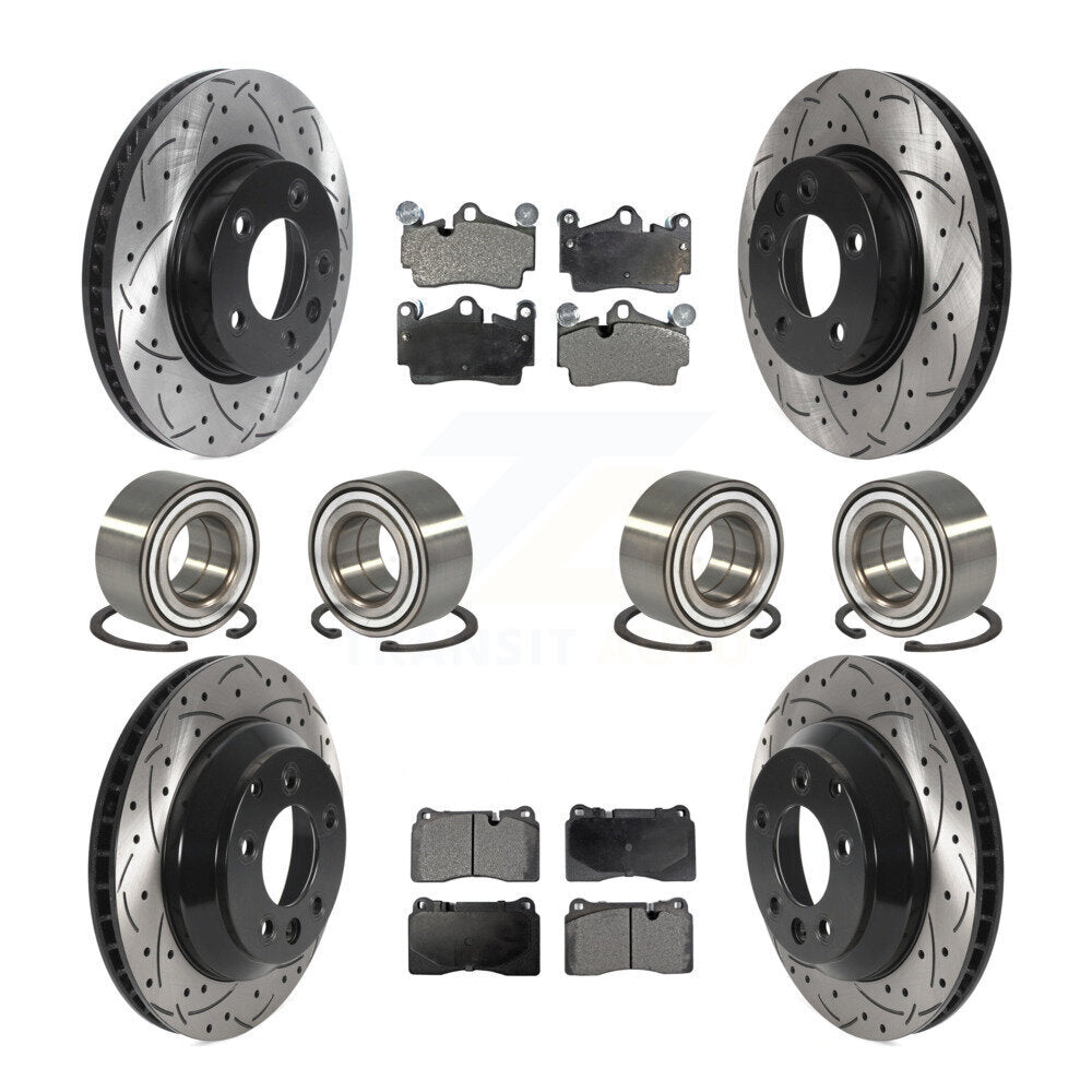 Bearing Coated Disc Brake Rotor Pad Front Rear Kit (10Pc) For Volkswagen Touareg