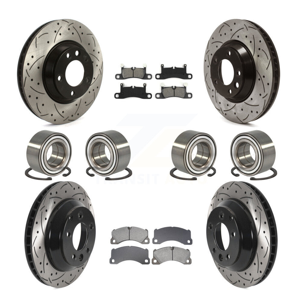Bearing Coated Brake Rotor & Pads Front Rear Kit (10Pc) For Porsche Cayenne Base