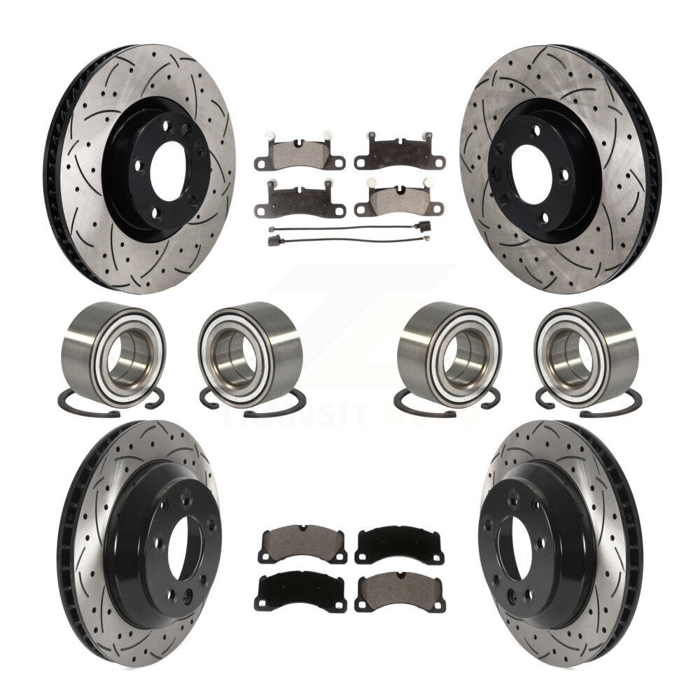 Bearing Coated Disc Brake Rotor Pad Front Rear Kit (10Pc) For Volkswagen Touareg