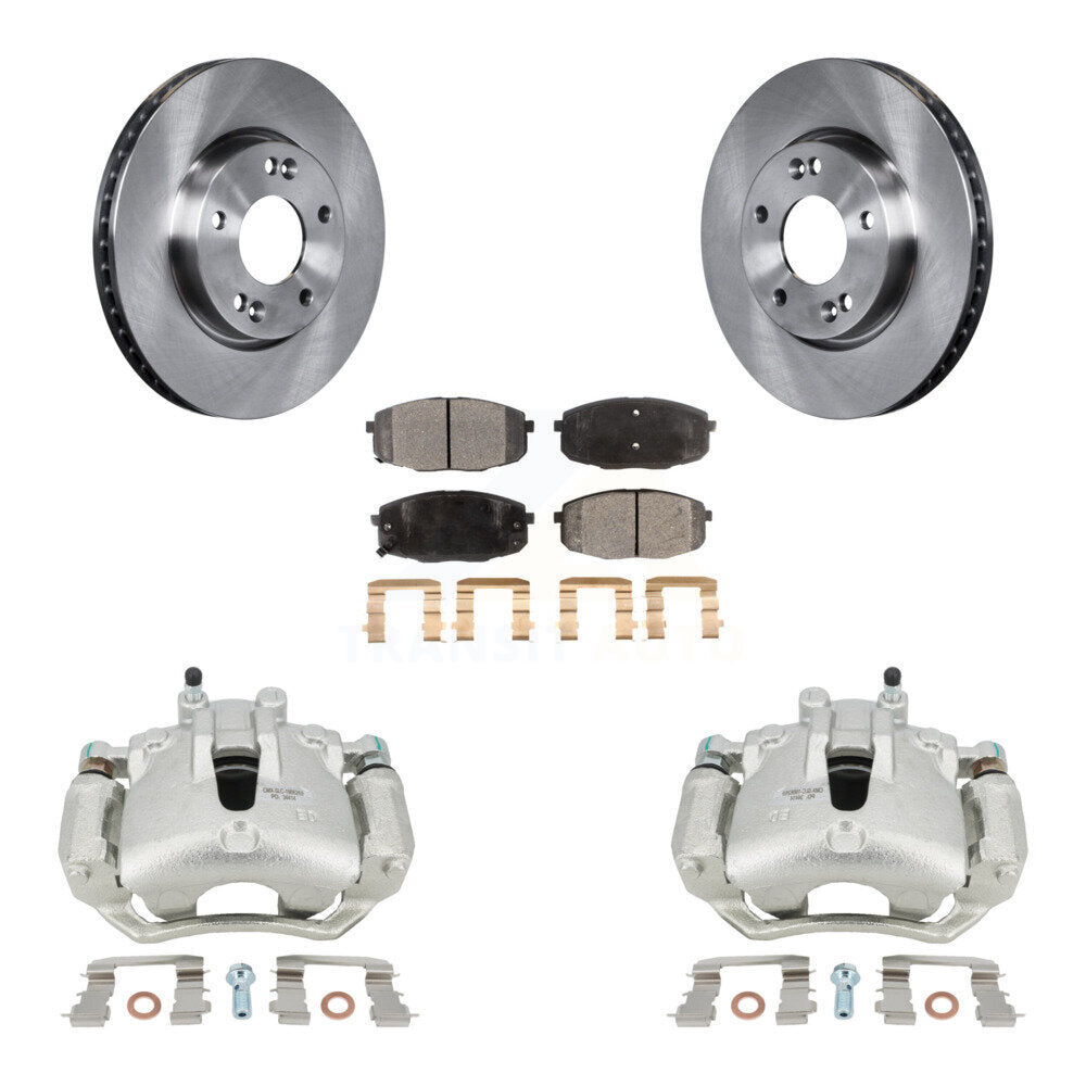 Disc Brake Caliper Rotors & Ceramic Pad Front Kit For Kia Forte Koup Forte5 2.0L