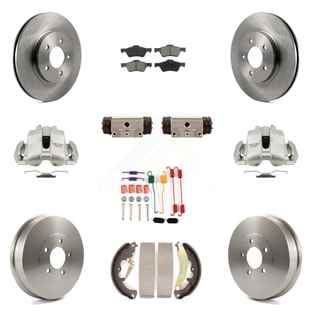 Brake Caliper Rotor Drum Semi-Metallic Pad Shoe Cylinder Front Rear Kit For Ford