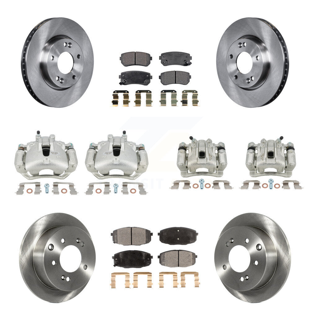 Brake Caliper Rotor & Semi-Metallic Pad Front Rear Kit (10Pc) For Kia Forte Koup
