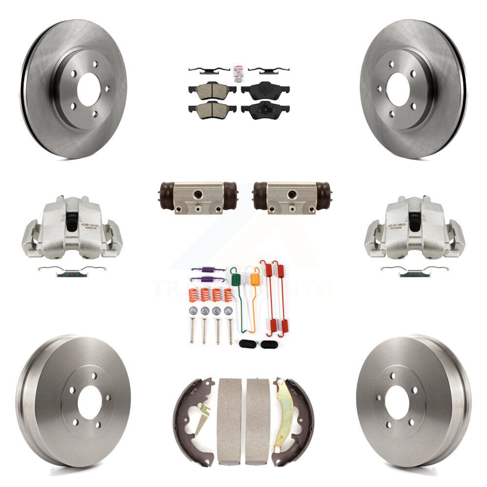 Brake Caliper Rotor Drum Semi-Metallic Pad Shoe Cylinder Front Rear Kit For Ford