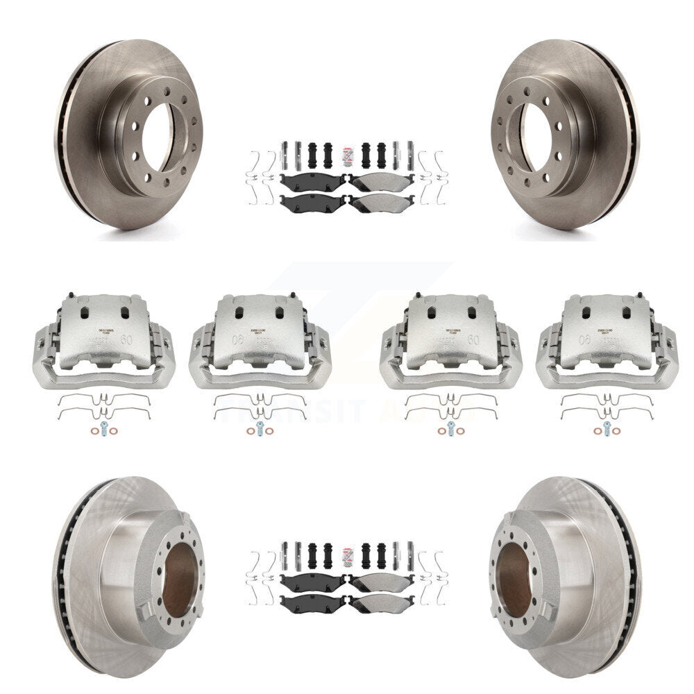 Brake Caliper Rotor Semi-Metallic Pad Front Rear Kit (10Pc) For Ford F-450 Super