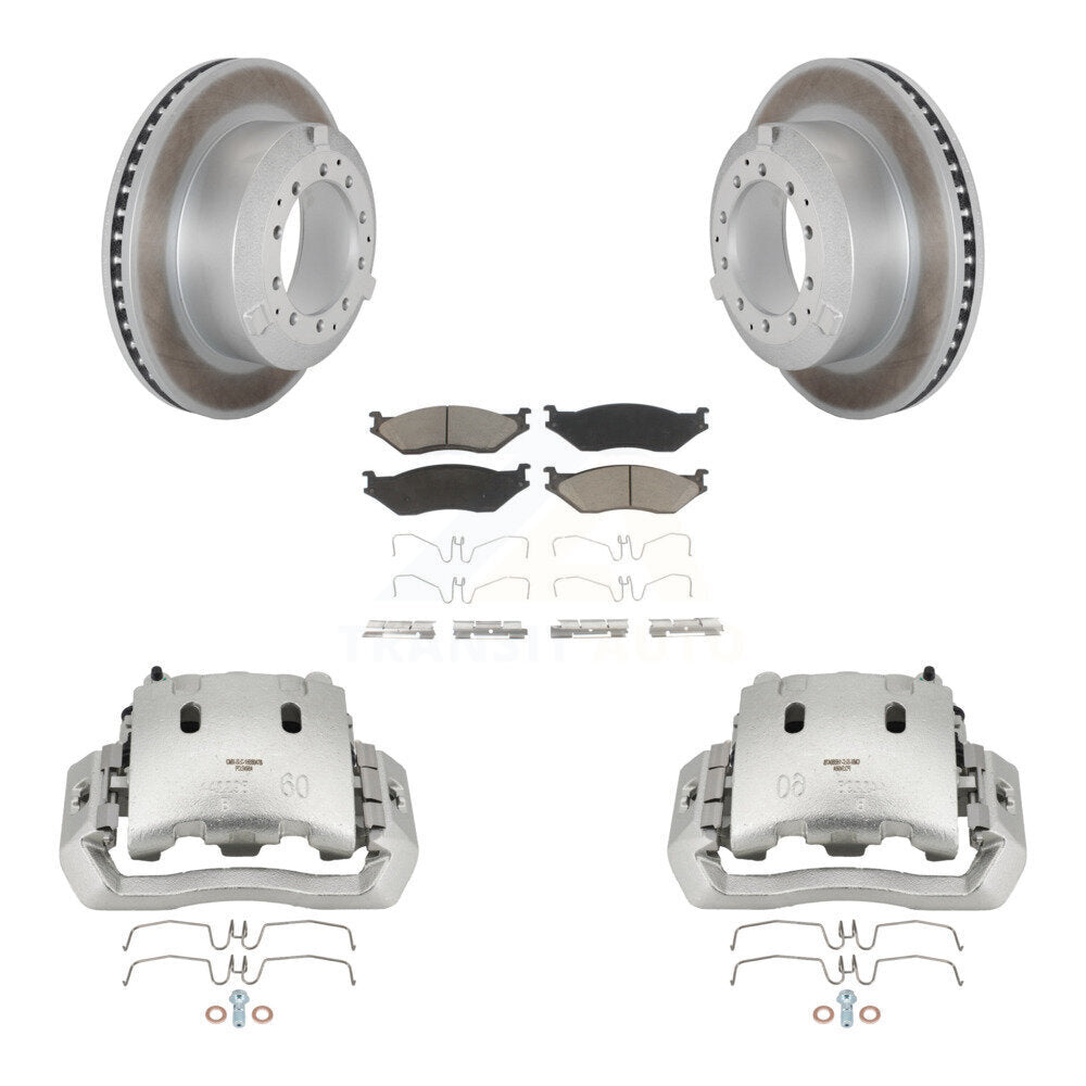 Brake Caliper Coat Rotors & Ceramic Pad Rear Kit For Ford F-450 Super Duty F-550