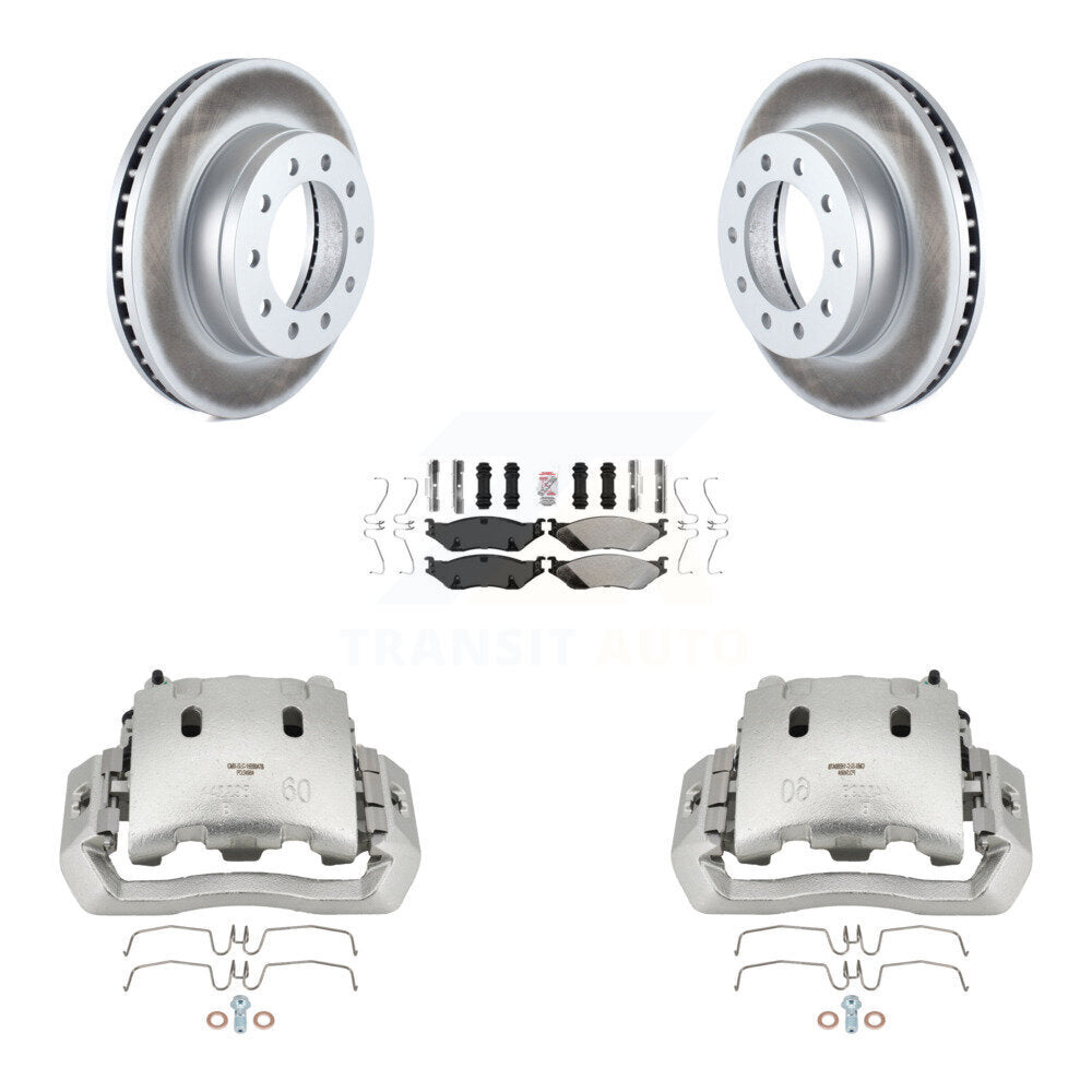 Brake Caliper Coat Rotor & Semi-Metallic Pad Front Kit For Ford F-450 Super Duty