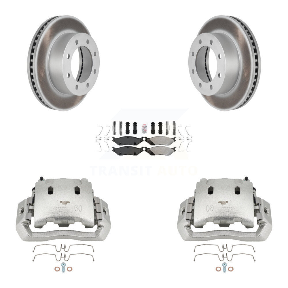 Brake Caliper Coat Rotor & Semi-Metallic Pad Front Kit For Ford F-450 Super Duty