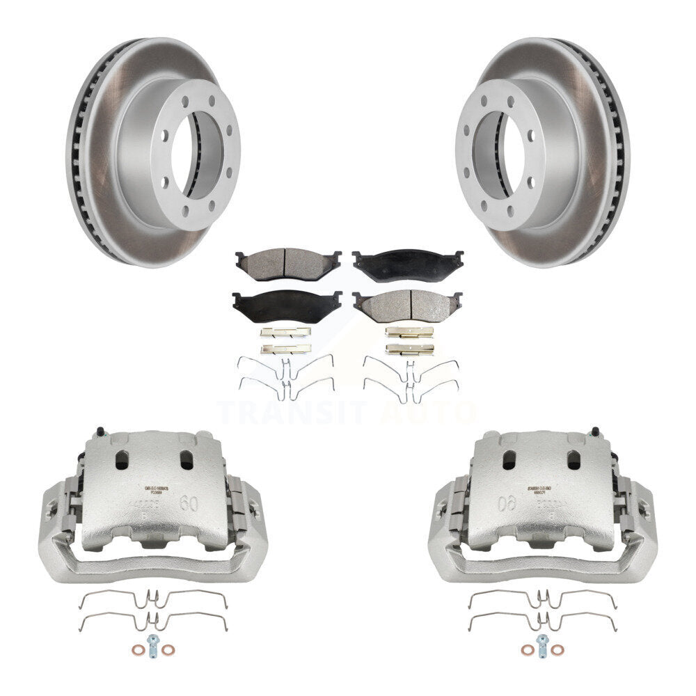 Brake Caliper Coat Rotor & Semi-Metallic Pad Front Kit For Ford F-450 Super Duty
