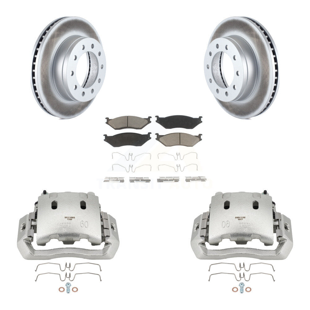 Brake Caliper Coat Rotor & Ceramic Pad Front Kit For Ford F-450 Super Duty F-550