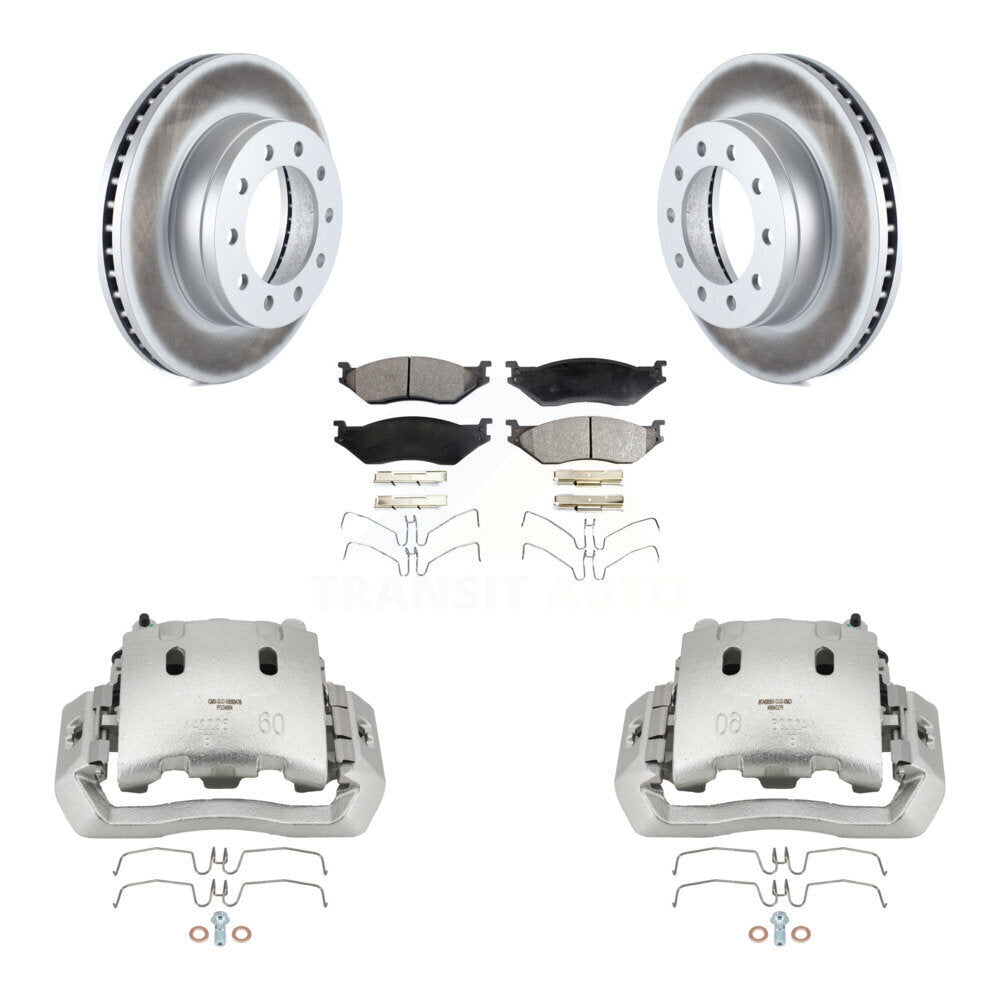 Brake Caliper Coat Rotor & Ceramic Pad Front Kit For Ford F-450 Super Duty F-550