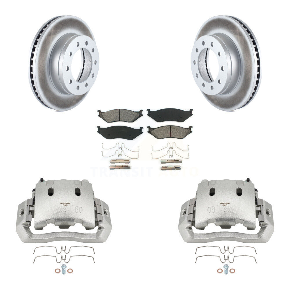 Brake Caliper Coat Rotor & Semi-Metallic Pad Front Kit For Ford F-450 Super Duty