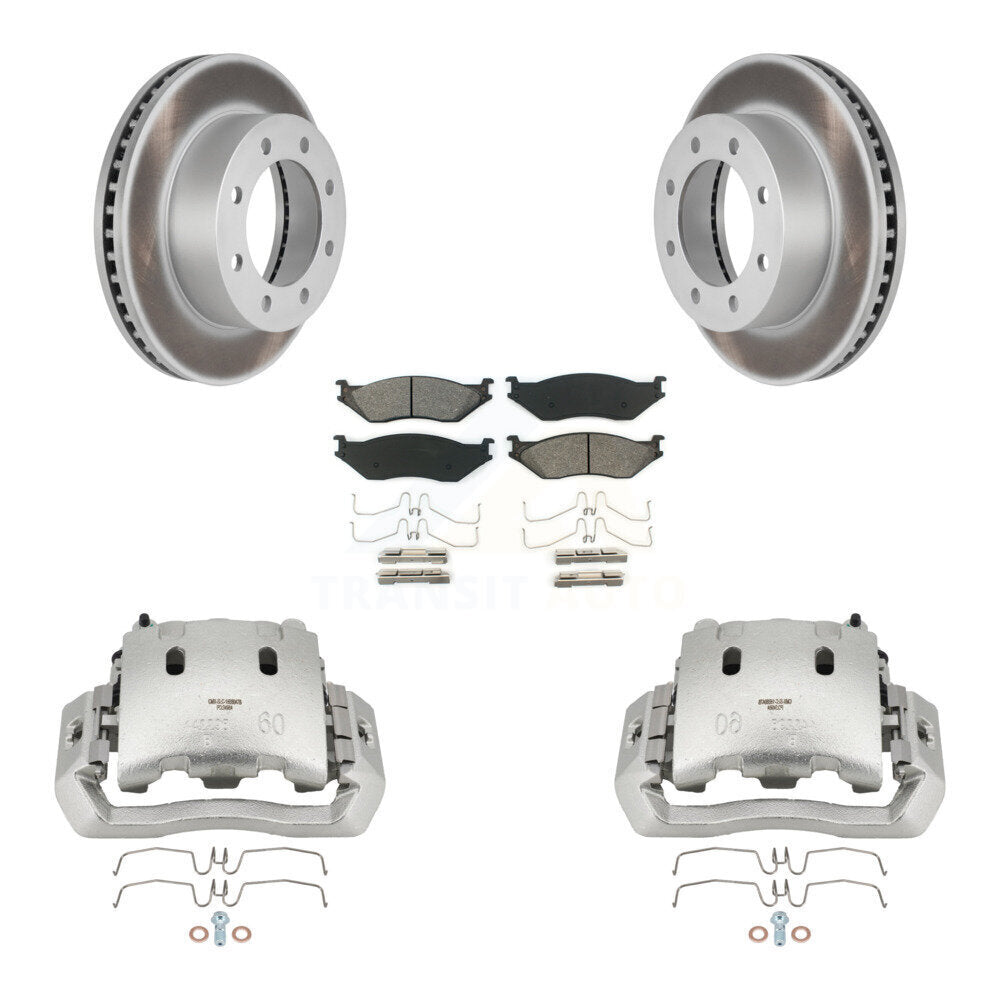 Brake Caliper Coat Rotor & Semi-Metallic Pad Front Kit For Ford F-450 Super Duty