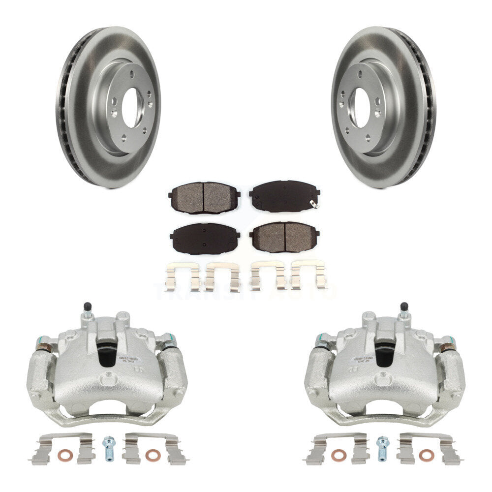 Brake Caliper Coat Rotor & Semi-Metallic Pad Front Kit For Kia Forte Koup Forte5