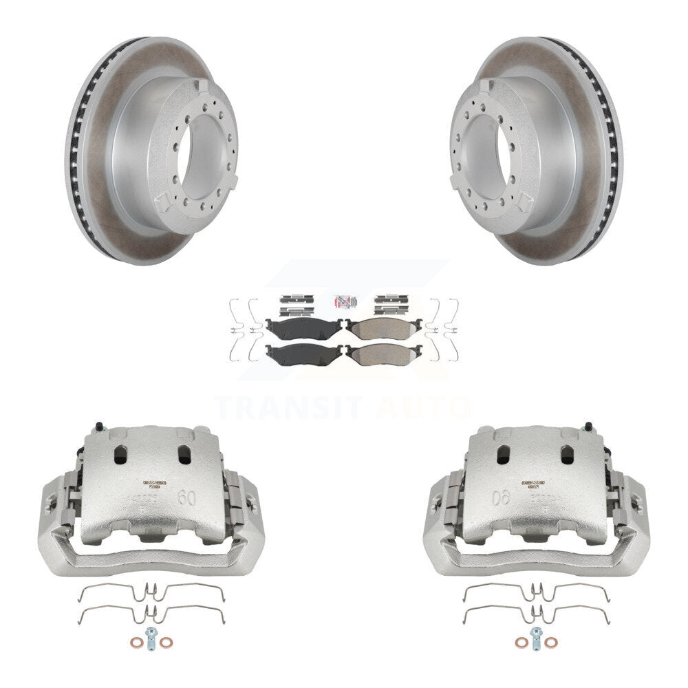 Brake Caliper Coat Rotors & Semi-Metallic Pad Rear Kit For Ford F-450 Super Duty