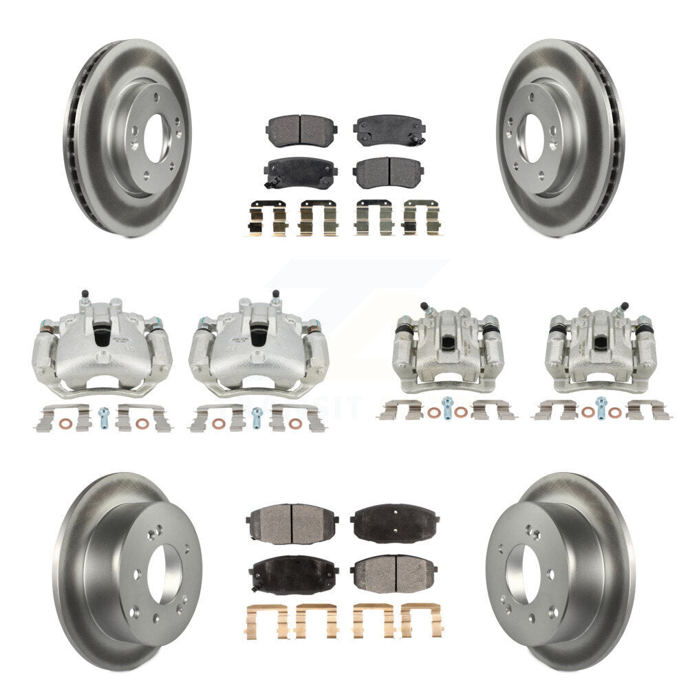 Brake Caliper Coat Rotors & Ceramic Pad Front Rear Kit (10Pc) For Kia Forte Koup