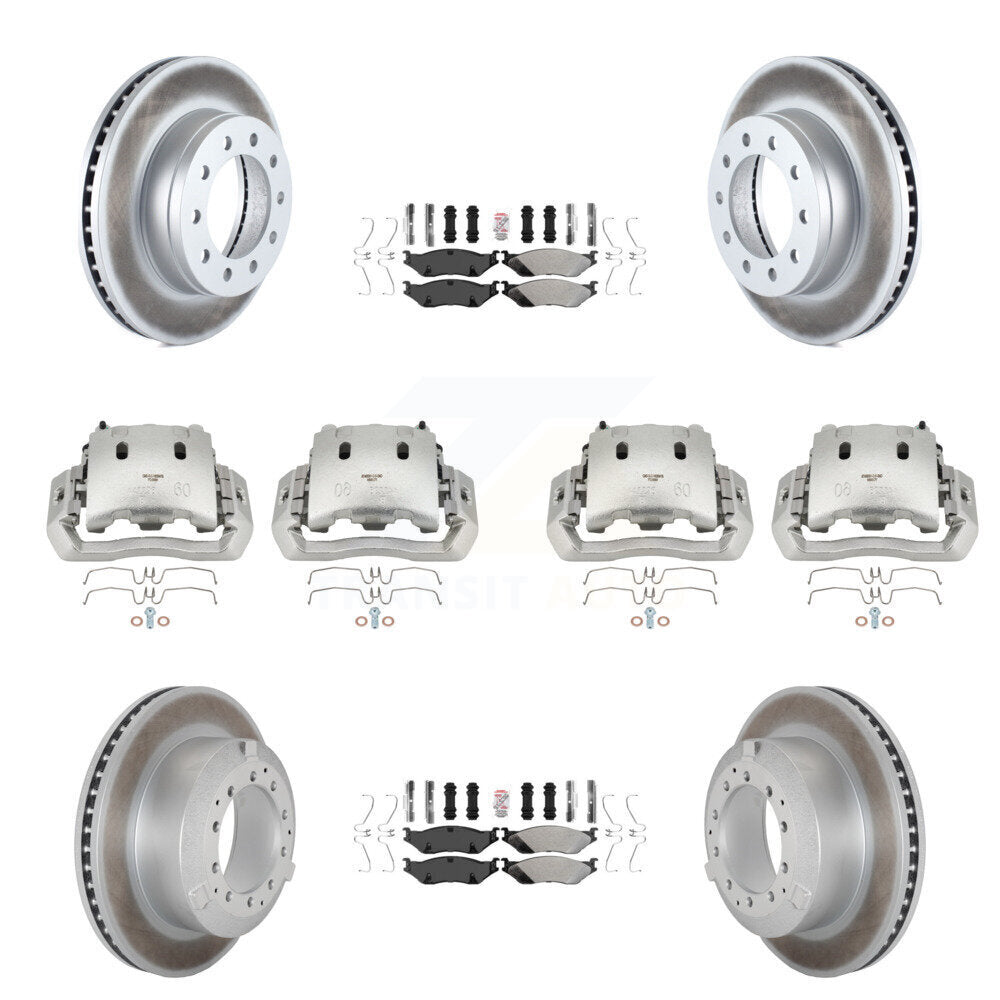Brake Caliper Coat Rotors Semi-Metallic Pad Front Rear Kit (10Pc) For Ford F-450