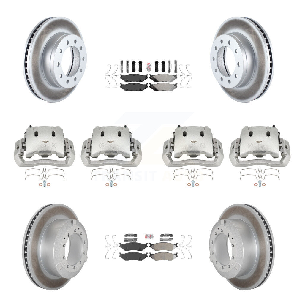 Brake Caliper Coat Rotors Semi-Metallic Pad Front Rear Kit (10Pc) For Ford F-450