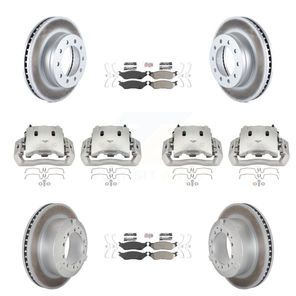 Brake Caliper Coat Rotors Semi-Metallic Pad Front Rear Kit (10Pc) For Ford F-450