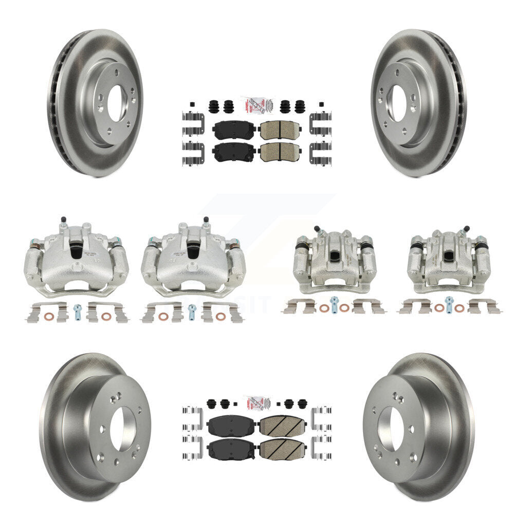 Brake Caliper Coat Rotors & Ceramic Pad Front Rear Kit (10Pc) For Kia Forte Koup