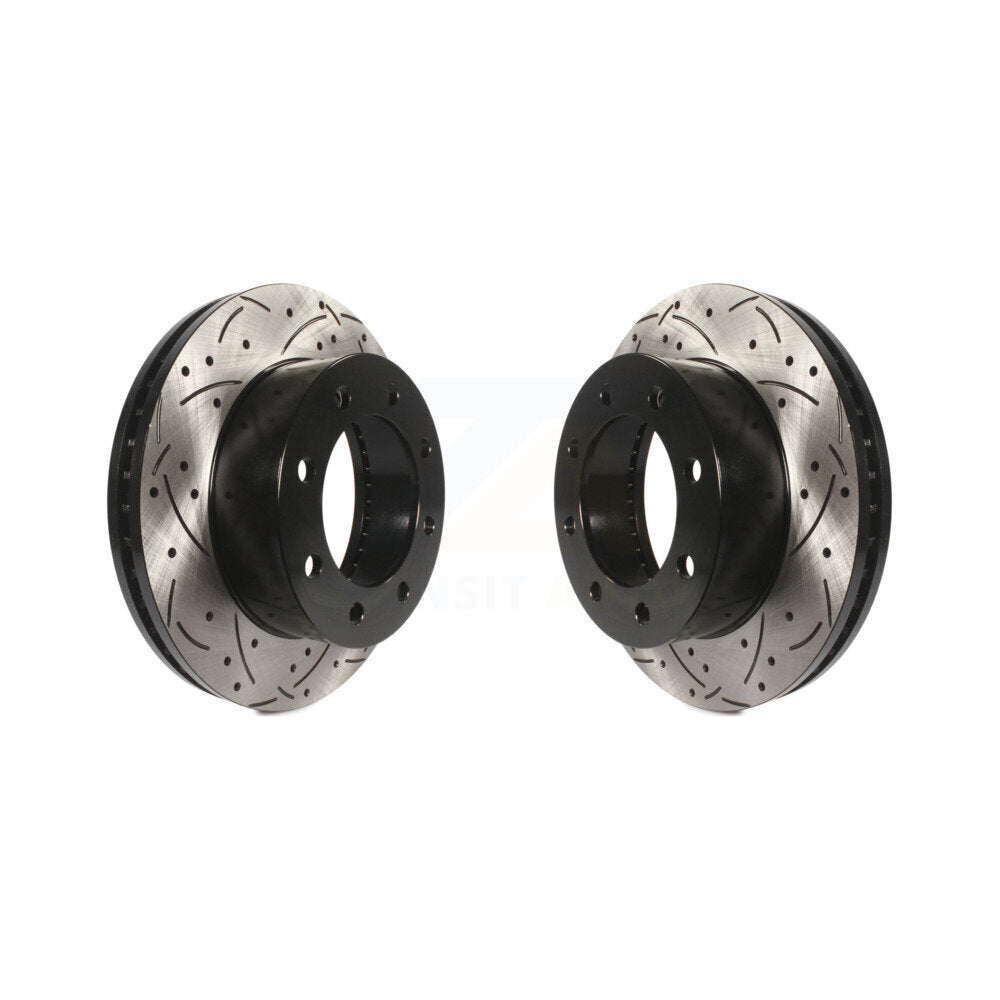 Drilled Slot Disc Brake Rotors Front Pair For Ford F-350 Super Duty F-250 F-450
