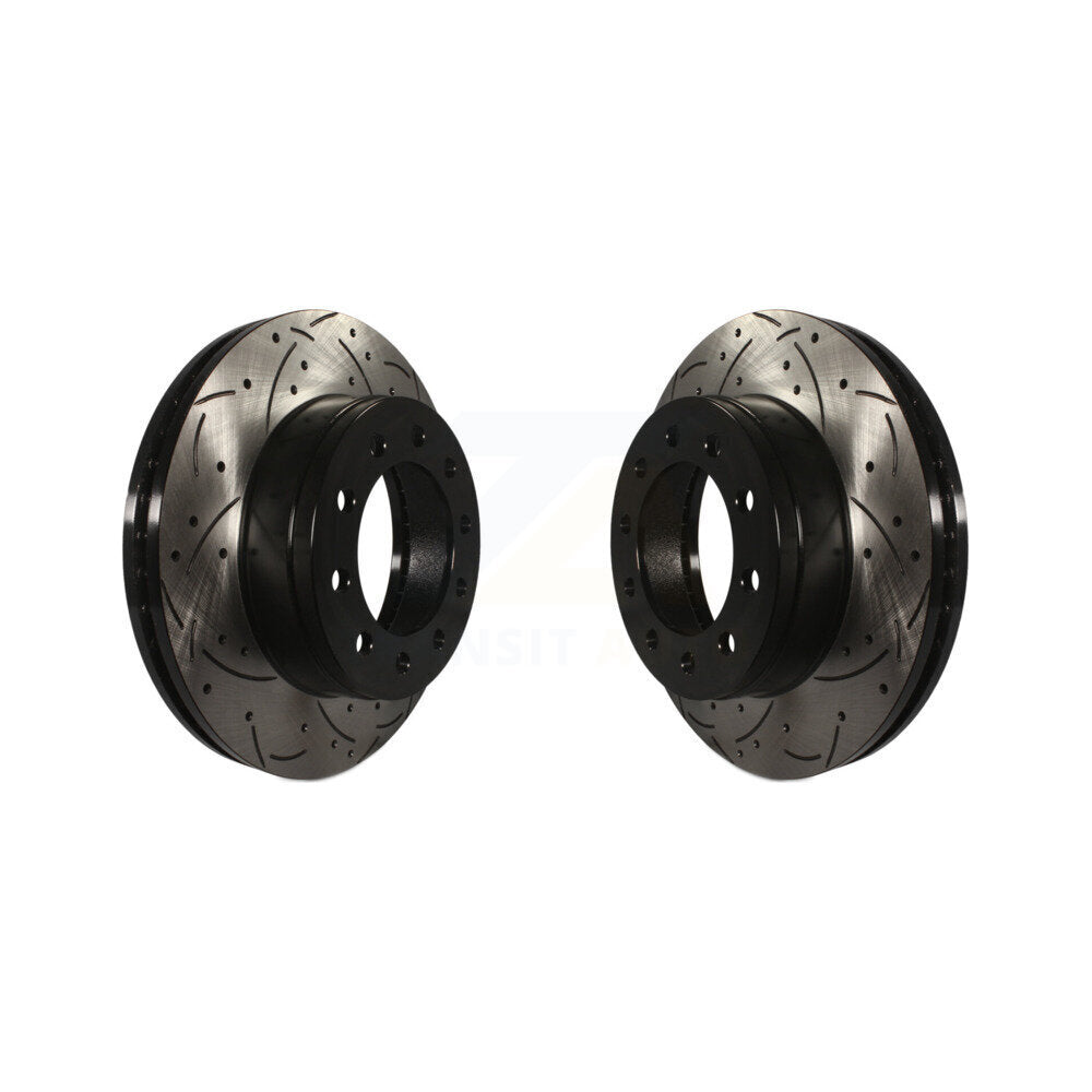 Drilled Slot Brake Rotors Front Pair For Ford F-350 Super Duty F-250 F-450 F-550