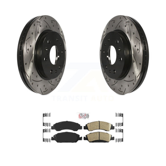 Drill Slot Brake Rotor Ceramic Pad Front Kit For GMC Chevrolet Sierra 1500 Yukon