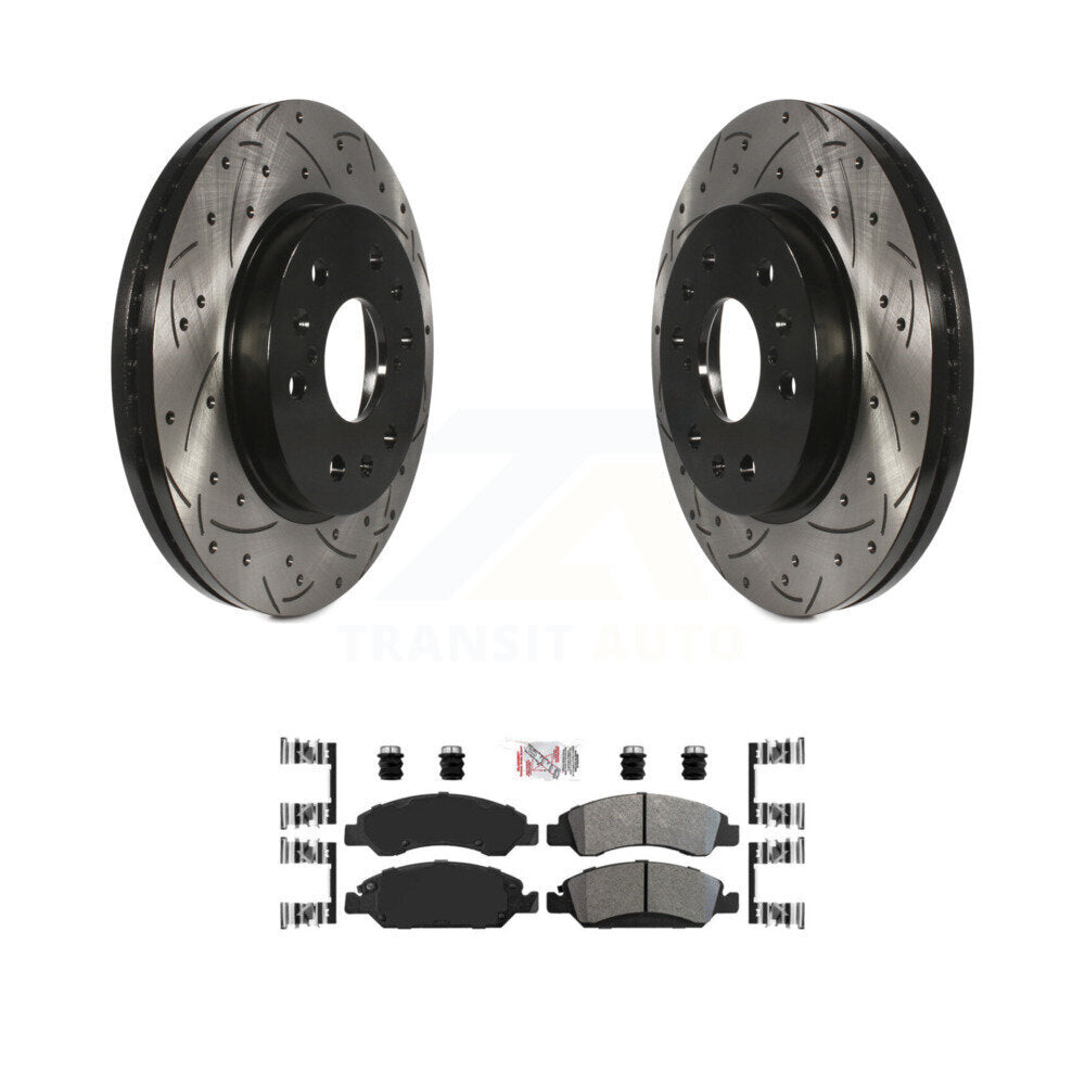 Drill Slot Brake Rotor Semi-Metallic Pad Front Kit For GMC Chevrolet Sierra 1500