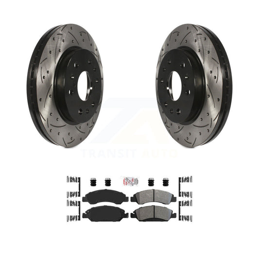 Drill Slot Brake Rotor Semi-Metallic Pad Front Kit For GMC Chevrolet Sierra 1500