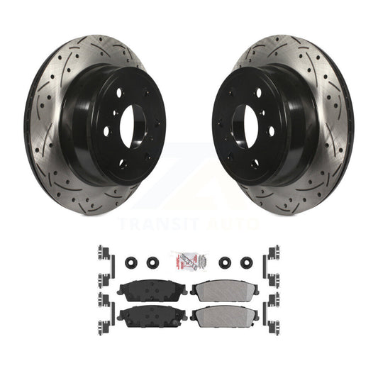 Drill Slot Brake Rotors Semi-Metallic Pad Rear Kit For Chevrolet GMC Sierra 1500