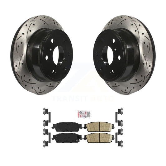 Drill Slot Brake Rotors Ceramic Pad Rear Kit For Chevrolet GMC Sierra 1500 Tahoe