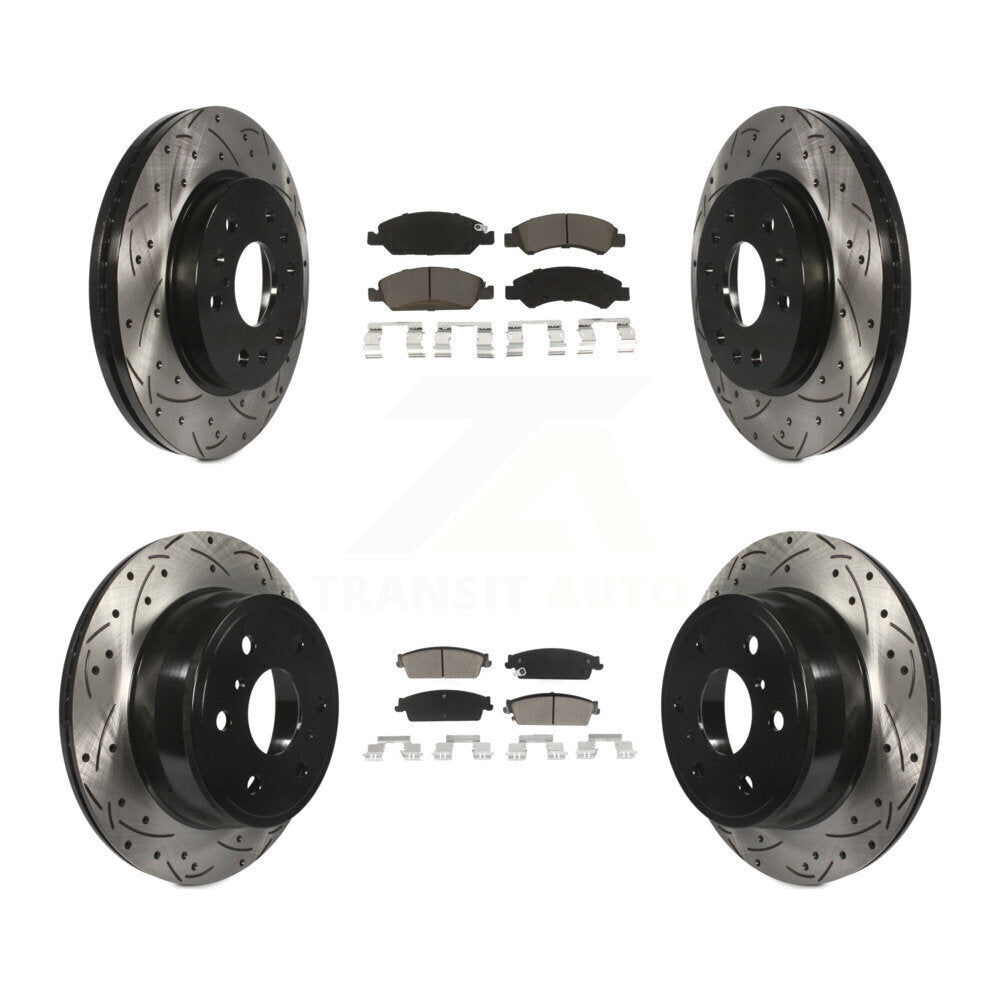 Drill Slot Brake Rotors Ceramic Pad Front Rear Kit For Chevrolet GMC Sierra 1500