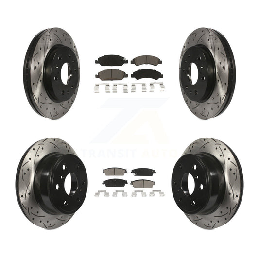 Drill Slot Brake Rotors Ceramic Pad Front Rear Kit For Chevrolet GMC Sierra 1500