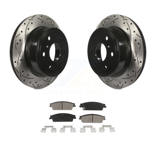 Drill Slot Brake Rotors Ceramic Pad Rear Kit For Chevrolet GMC Sierra 1500 Tahoe