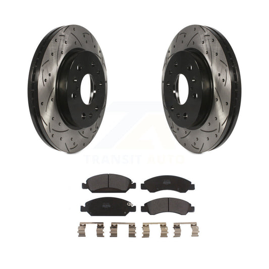 Drill Slot Brake Rotor Semi-Metallic Pad Front Kit For GMC Chevrolet Sierra 1500