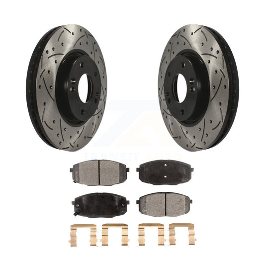 Drilled Slot Brake Rotor & Semi-Metallic Pad Front Kit For Kia Forte Koup Forte5