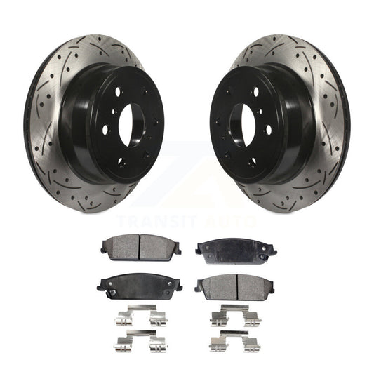 Drill Slot Brake Rotors Semi-Metallic Pad Rear Kit For Chevrolet GMC Sierra 1500