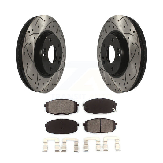 Drilled Slot Brake Rotor & Semi-Metallic Pad Front Kit For Kia Forte Koup Forte5