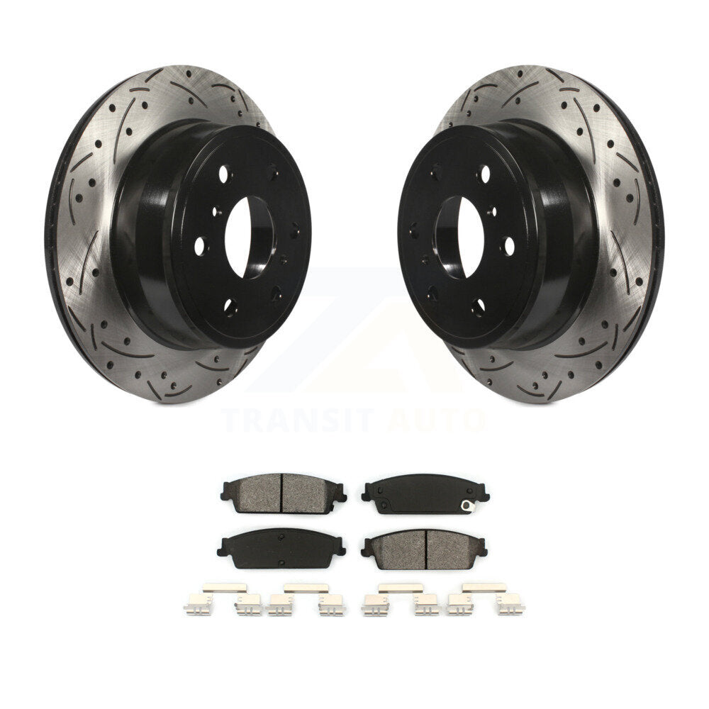 Drill Slot Brake Rotors Semi-Metallic Pad Rear Kit For Chevrolet GMC Sierra 1500