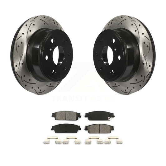 Drill Slot Brake Rotors Semi-Metallic Pad Rear Kit For Chevrolet GMC Sierra 1500