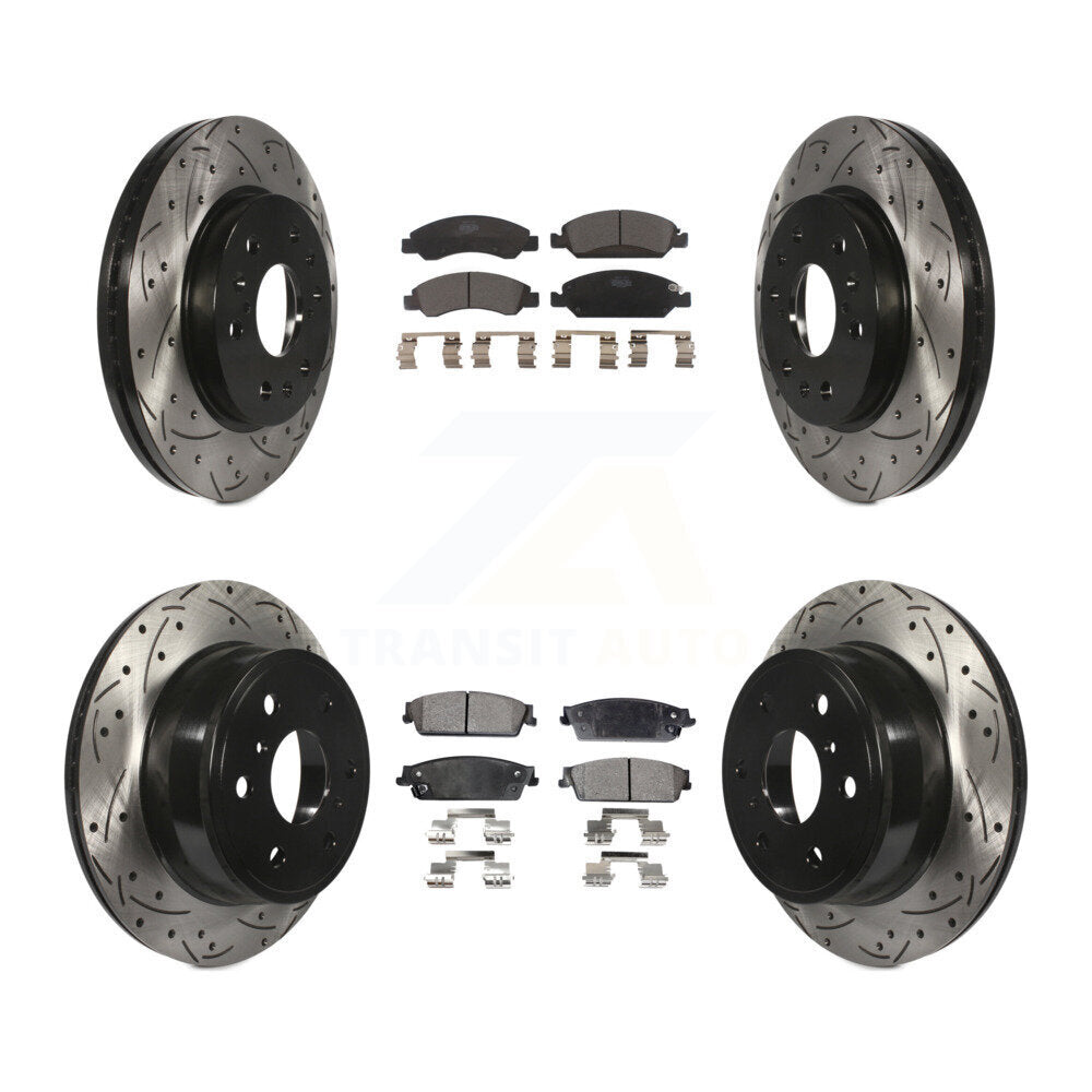 Drill Slot Brake Rotors Ceramic Pad Front Rear Kit For Chevrolet GMC Sierra 1500