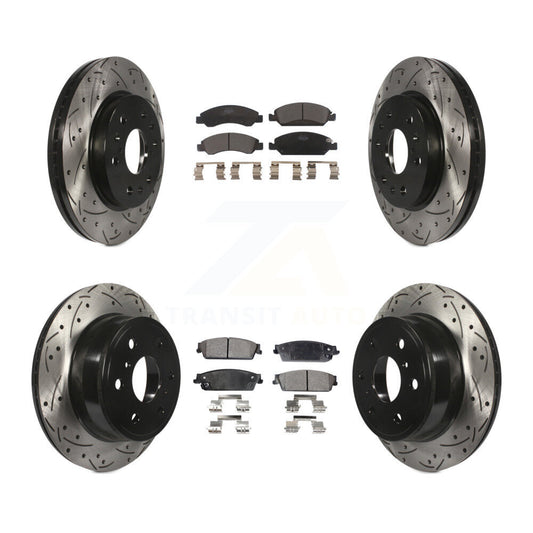 Drill Slot Brake Rotors Ceramic Pad Front Rear Kit For Chevrolet GMC Sierra 1500
