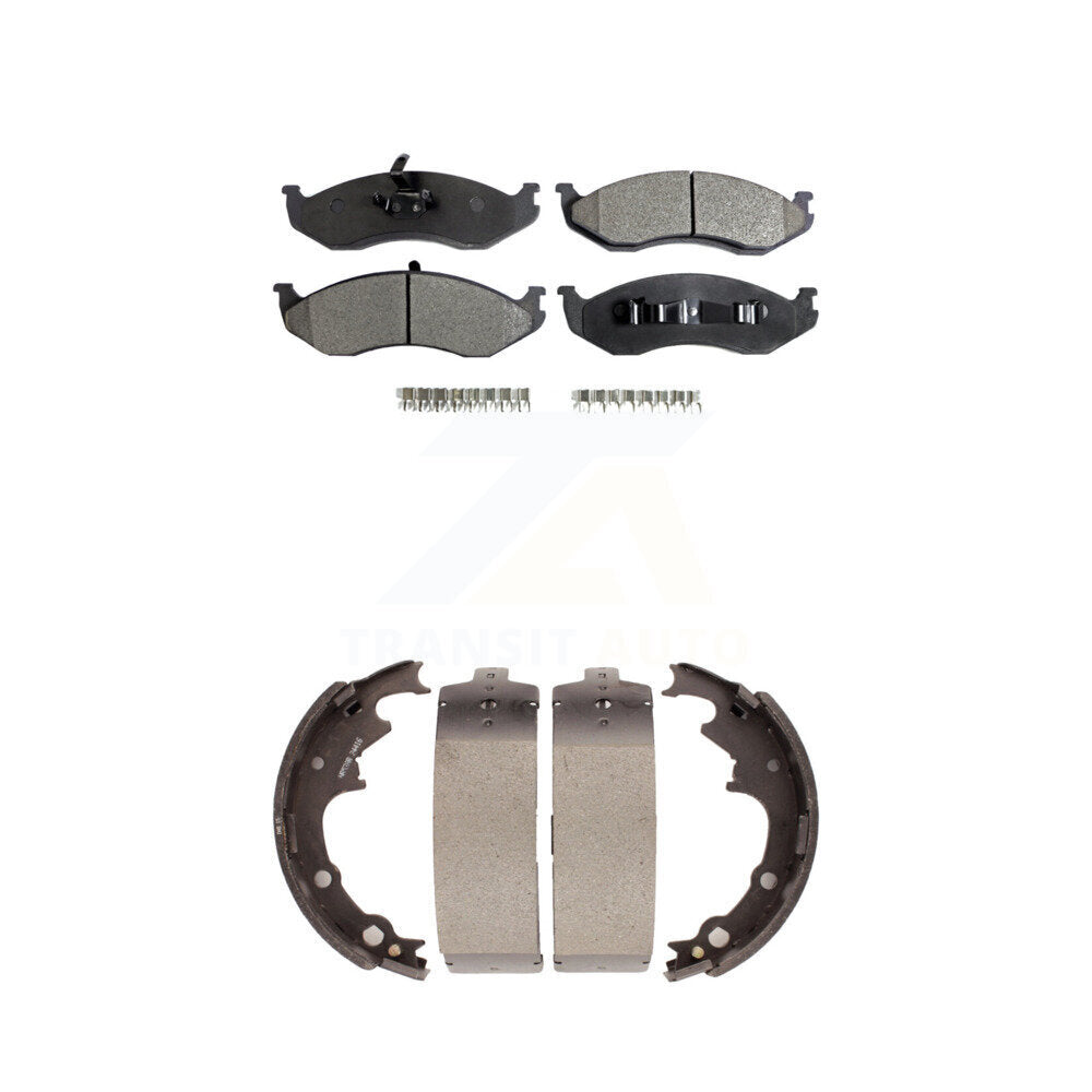 Semi-Metallic Brake Pads And Drum Shoe Front Rear Kit For Jeep Wrangler Cherokee