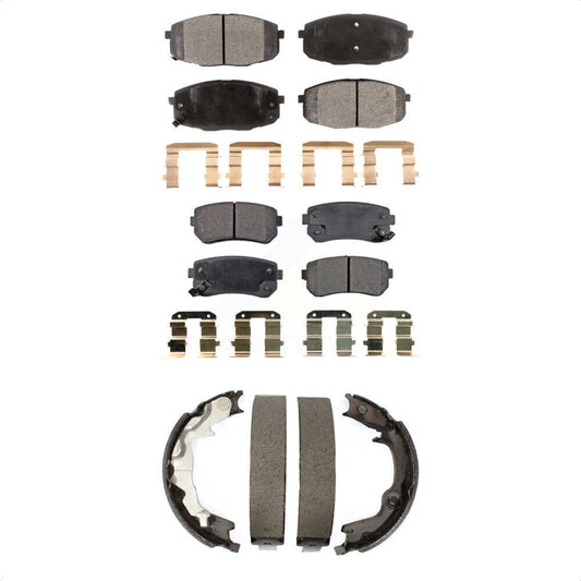 Semi-Metallic Brake Pads And Parking Shoes Front Rear Kit For Kia Forte Koup