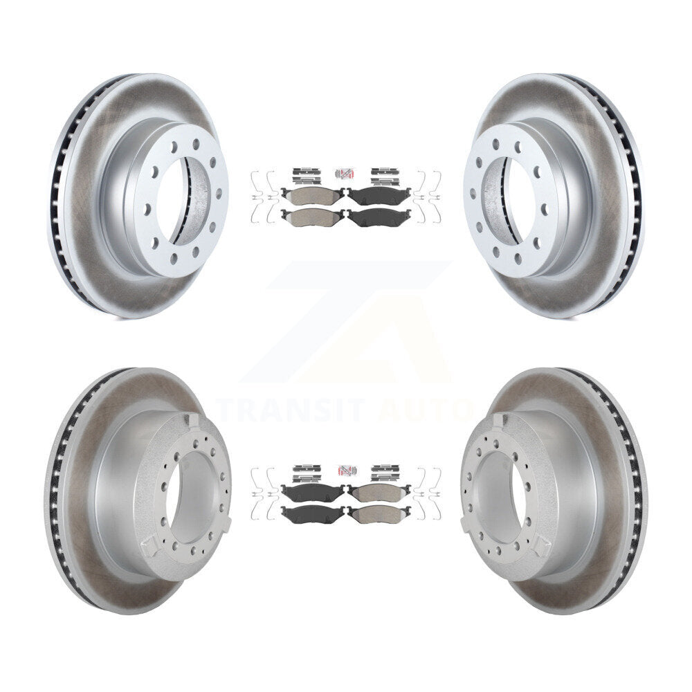 Semi-Metallic Pad Coat Disc Brake Rotor Front Rear Kit For Ford F-450 Super Duty