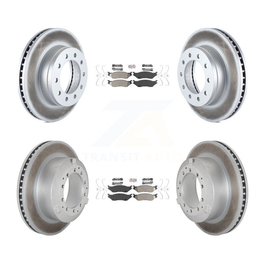 Semi-Metallic Pad Coat Disc Brake Rotor Front Rear Kit For Ford F-450 Super Duty