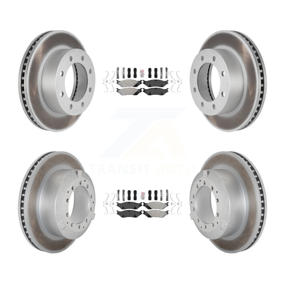Semi-Metallic Pad Coat Disc Brake Rotor Front Rear Kit For Ford F-450 Super Duty