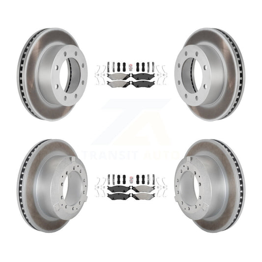 Semi-Metallic Pad Coat Disc Brake Rotor Front Rear Kit For Ford F-450 Super Duty