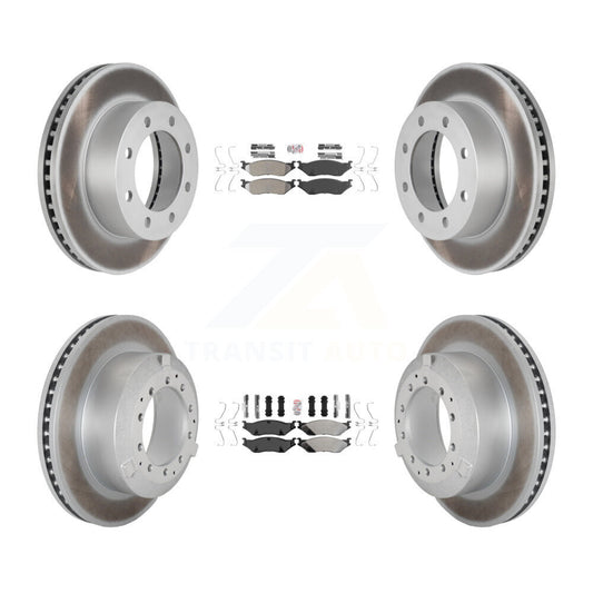 Semi-Metallic Pad Coat Disc Brake Rotor Front Rear Kit For Ford F-450 Super Duty