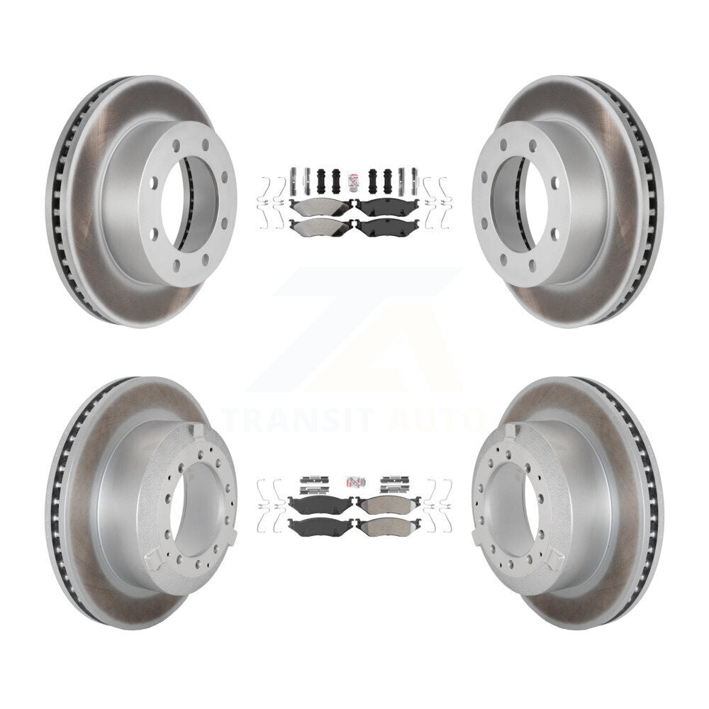 Semi-Metallic Pad Coat Disc Brake Rotor Front Rear Kit For Ford F-450 Super Duty