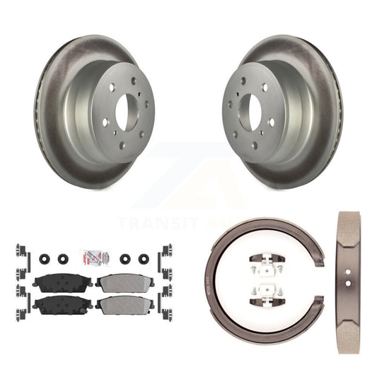 Disc Coated Rotors Semi-Metallic Pads & Parking Shoes Rear Kit For Chevrolet GMC